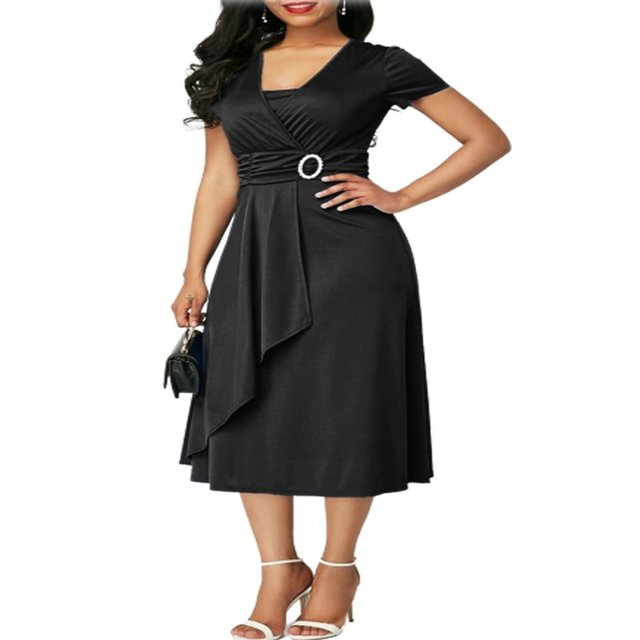 Robe Longue à Col en V pour Femmes, Formelle, Cocktail, Soirée, Grande Taille
