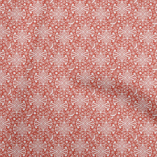 oneOone Rayon Red Fabric Asian Ornamental Sewing Craft Projects Fabric Prints By Yard 56 Inch Wide