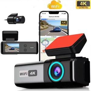 Suncoda Dash Cam, Dash Cam 4K Avant et 1080P Arrière HD Enregistrement d'enregistrement de la vision nocturne avec 1.47 Interconnexion des téléphones portables d'écran et de Wifi de pouce