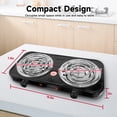 thumbnail image 2 of Hot Plate,Double Burner, 2000W Electric Stove Burner with 5 Levels Temperature Control, Countertop Double Coil Burner Cast Iron Cooktop for All Cookwares Home Camp RV, 2 of 9