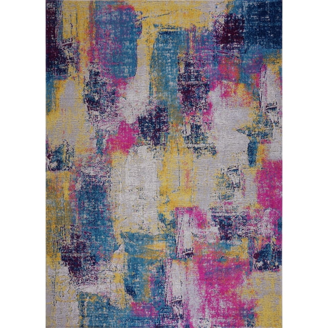 LaDole Rugs Yorkson Indoor/Outdoor Area Rug, Grey and Pink, 5'2' x 7'5', Soft and Durable