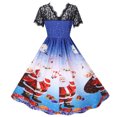 thumbnail image 4 of Jsaierl Robes de Noël pour Femmes 2024 Élégantes Décontractées à Manches Courtes Robe en Dentelle Robe de Fête des Fêtes Cocktail Robe à Volants, 4 of 9