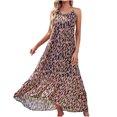 thumbnail image 2 of Pompotops Robe Maxi d'Été pour Femme à Ourlet Haut-Bas à Volants, Bretelles Spaghetti, Imprimée, Fluide, Longue, de Plage, 2 of 8