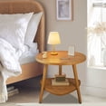 thumbnail image 4 of Beige Wooden Round Side Table With Two Tier Storage Beige Finish Compact Coffee Table For Small Spaces Living Room #66w77, 4 of 6