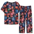 thumbnail image 1 of RKSTN Pyjama Ensembles for Women 2 Pièces Été Deux Pièces Ensemble Manches Courtes Col Rond Imprimé Pantalons Haut Ensemble Pyjama Doux Confortable Pajamas, 1 of 2