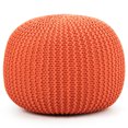 thumbnail image 3 of Gymax Pure Cotton Pouf Floor Ottoman Hand Knitted Footrest Cable Style Home Orange, 3 of 6