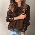 thumbnail image 1 of pxiakgy Manteaux d'Hiver pour Femmes Pull-Over Mode Couleur Unie Col Rond Chaud à Manches Longues pour Femmes Marron + l, 1 of 3