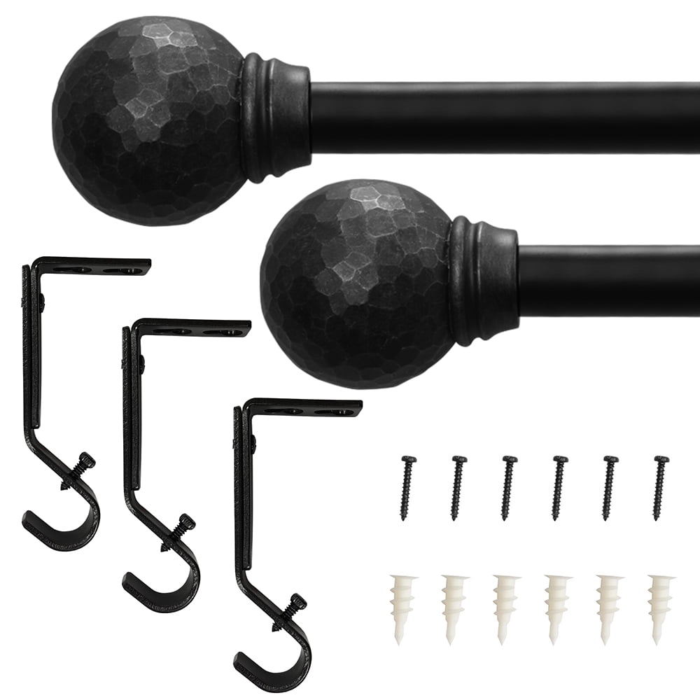 Tringle à rideaux réglable à boule Texturé noir mat 1,9 cm Mainstays, 76,2 à 213,4 cm