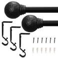 thumbnail image 4 of Mainstays 3/4” Matte Black Textured Ball Adjustable Curtain Rod, 30”-84”, 4 of 4