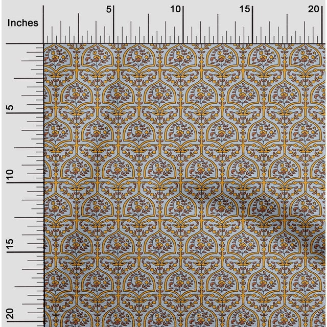 oneOone Polyester Lycra Fabric Leaves & Floral Block Print Sewing Fabric BTY 56 Inch Wide