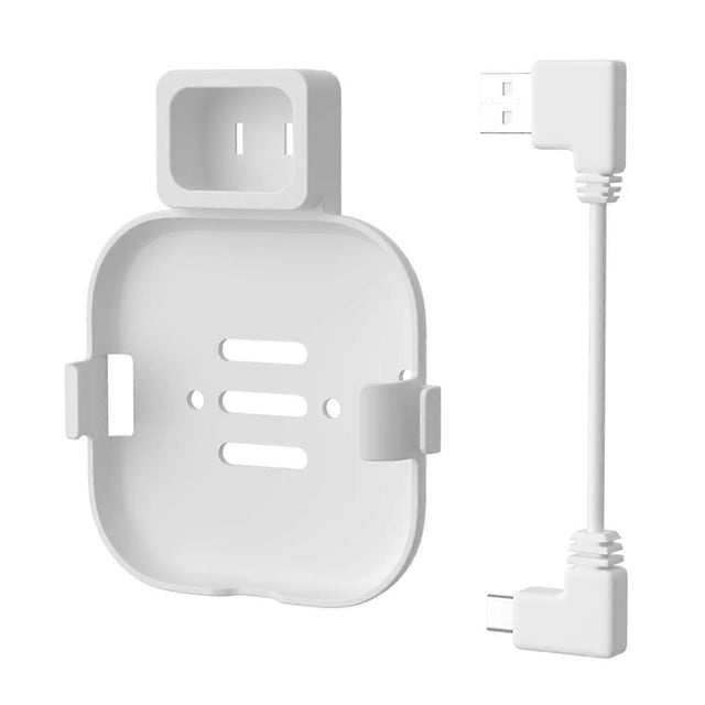 Wall Mount for Blink Sync Module XR Bracket Synchronizer in white ABS material, designed for cameras and electronics. Features a compact design with slots for neat storage, stable support, and includes a USB cable for connectivity. Suitable for wall-mounted or desktop use.