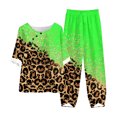 thumbnail image 2 of Ensemble Court Deux Pièces pour Femmes Ensemble Estival Imprimé pour Femmes Manches Courtes Demi-Manches Col Rond Haut Court + Pantalon Décontracté Ensemble Tailleur Ensemble Détente Deux Pièces Ensembles Deux Pièces pour Femmes Été, 2 of 4