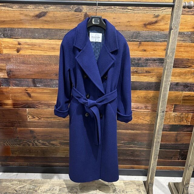 QueenLine Cashmere Long Loose Double breasted Wool Camel Black, Belt Classic Commuter Coat