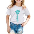 thumbnail image 1 of LUOGENLI T-Shirt pour Filles Garçon et Fille Mode Décontractée Imprimé Col Rond Ample Manche Courte T-Shirt Haut Maxi Chemises pour Filles Été 2025 Floral Fluide Boho Hauts Blanc 8-9 Ans, 1 of 1