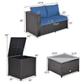 thumbnail image 2 of Patiojoy 4-Piece Outdoor Rattan Sectional Loveseat Couch Conversation Sofa Set with Storage Box &Coffee Table Navy, 2 of 6