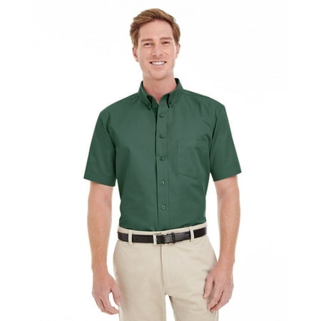 Harriton Chemise en Sergé à Manches Courtes pour Hommes Foundation 100 % Coton avec Teflonâ„¢