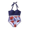 thumbnail image 2 of EYIIYE Women Flower Print Bikini Set High Waist Swimming Suits, 2 of 6
