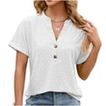 thumbnail image 1 of RKSTN Womens Tops 2024 Fashion Casual Short Sleeve V Neck Tops Loose Plus Size Solid Color Mesh Breathable Temperament Tops, 1 of 5