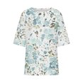 thumbnail image 4 of QIPOPIQ Chemises en Lin pour Femmes Manches 3/4 Hauts Grande Taille T-Shirts Amples à Col Rond T-Shirts Décontractés Tuniques à Manches Trois Quarts Liquidation, 4 of 5