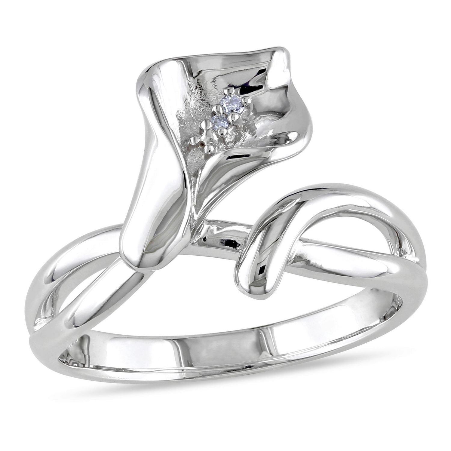 Bague Miabella en forme de fleur avec 0.01 carat de diamants en argent sterling