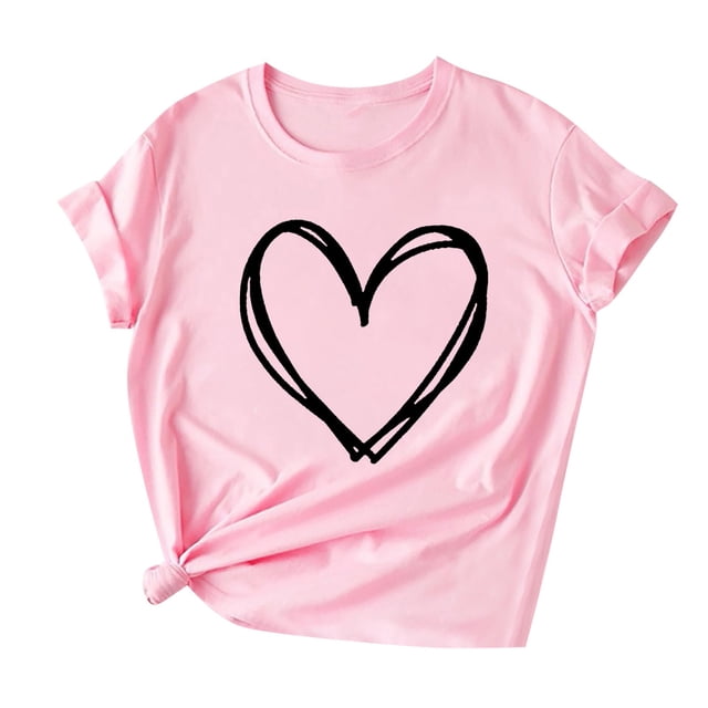 T-shirt à Manches Courtes pour Femmes avec Imprimé de la Saint-Valentin, Haut Graphique Fantaisie