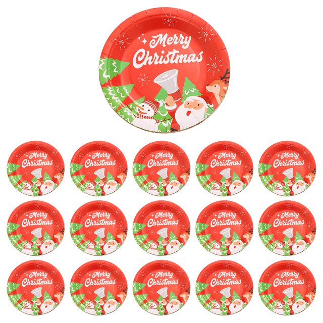 G Eco-Friendly Disposable Christmas Party Plates 9 Inch 16Pc Set Perfect For Holiday Dinner Decorations Festive Gatherings And Special Events Weight 0.46 Lb
