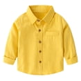 thumbnail image 1 of T-shirts Garçons Manches Longues Décontracté Polo Uni Jaune 5-6 Ans, 1 of 4