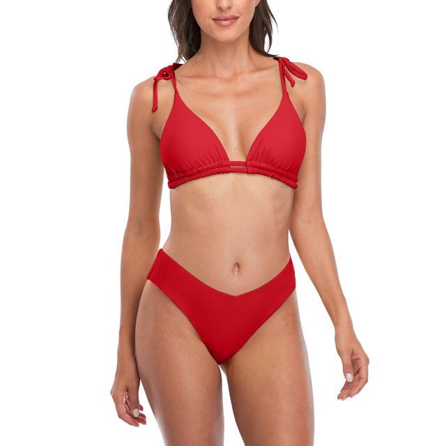 Charmo Women Sexy Bikini Bathing Suits Two Piece High Cut Triangle String Bikini Swimsuit