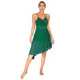 thumbnail image 1 of Oyolan Robe de Danse Ballet à Sequins pour Femmes Bretelles Spaghetti Col en V Ourlet Haut Bas Danseuse Lyrique Verte P, 1 of 7