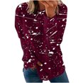 thumbnail image 1 of IROINID Liquidation Hauts pour Femmes Grande Taille Imprimé Manches Longues Confortable Respirant T-Shirt à Col Rond Hauts, Bourgogne, 1 of 8