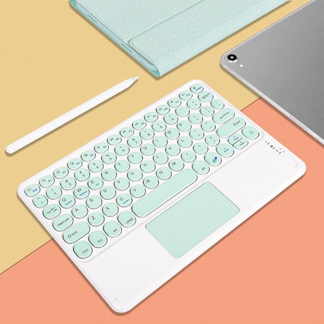 TIMIFIS Clavier Bluetooth Clavier Bluetooth Clavier à Cap Rond Clavier Portable Mini Clavier Sans Fil BT avec Pavé Tactile pour Android Windows PC Tablette - Été