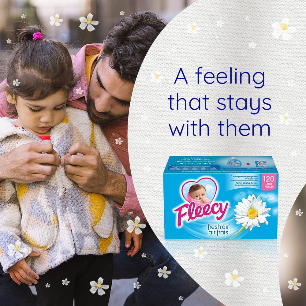 Fleecy Dryer Sheets, Fabric Softener, Fresh Air Scent, 120 Sheets