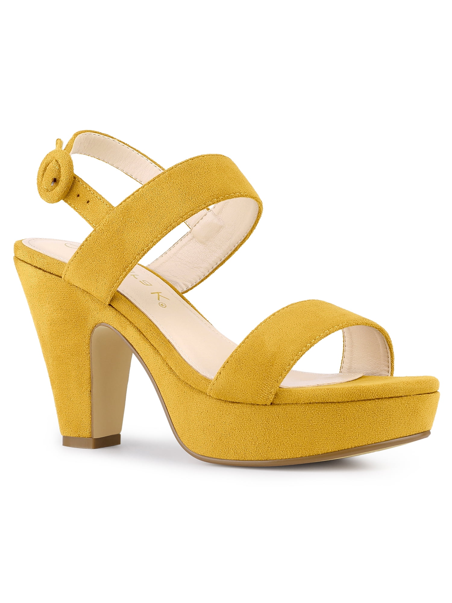 BLISSFUL STEP Women's Slingback Platform Chunky Heeled Sandals