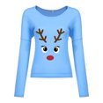 thumbnail image 3 of Mode Femme Décontractée Imprimé Col en V Ample Manches Longues T-shirt Haut Blouse Chandail, 3 of 9