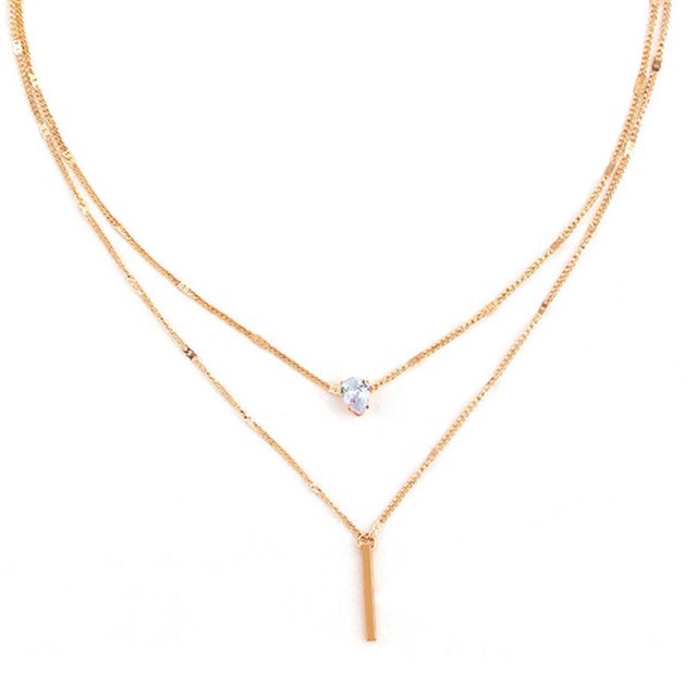 YSABOXY Personality Fashion 2 Layer Wear Water Drop Shape Pendant Necklace κы O4