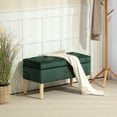 thumbnail image 2 of HOMCOM Banc Ottoman Rembourré avec Rangement avec Pattes en Bois, Vert Foncé, 2 of 10