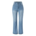 thumbnail image 4 of Bmisegm Jeans Évasés Taille Haute pour Femmes, Bleu Pâle, L, 4 of 9