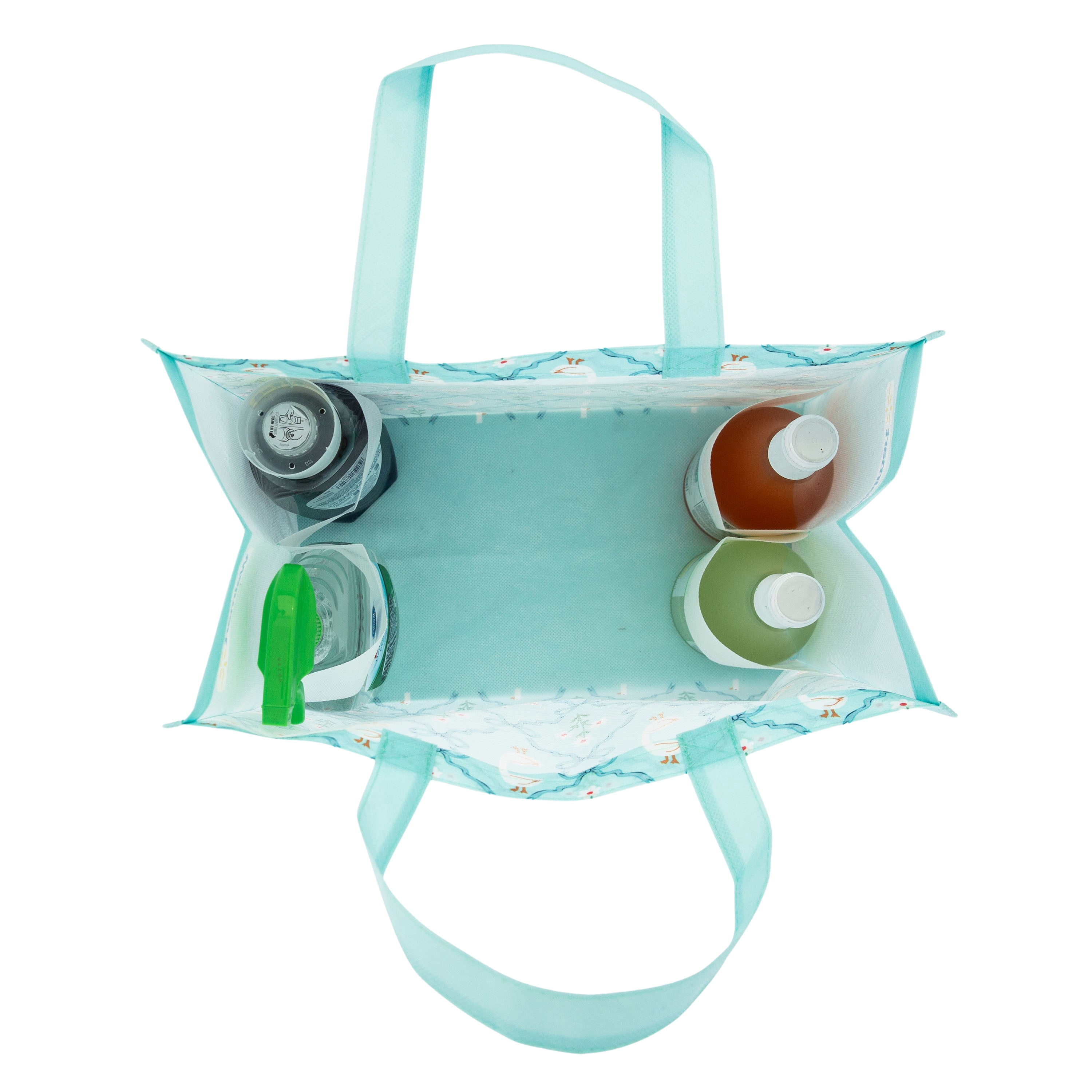 Sac De Courses Réutilisable Sur Le Thème Du Printemps Avec Porte-Bouteille – Sac À Provisions Avec Poignées Réutilisable, Sac d’épicerie Multifonction