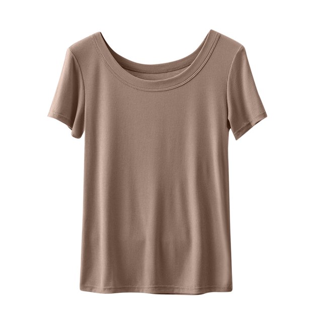 Yuyuzo Hauts de Pyjama pour Femmes Col Ras du Cou T-Shirts à Manches Courtes Décontractés d'Été Confortables Amples Blouses