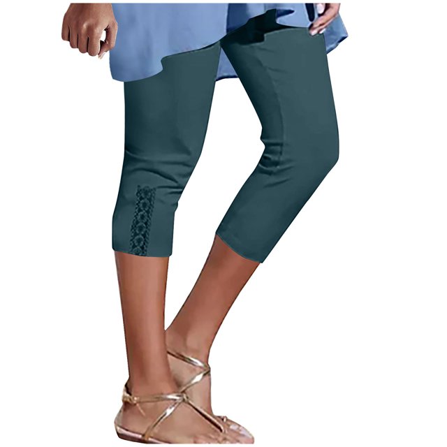 Birdeem Pantalons Raccourcis pour Femmes avec Dentelle Couleur Unie Sports Décontractés Pantalons Raccourcis