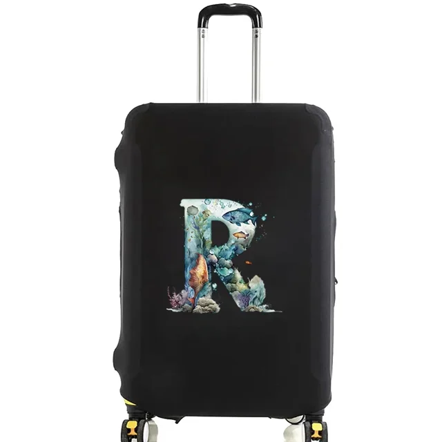 Housses de Valise Housse Protectrice Bagage de Voyage Anti-Rayures Housse Anti-Poussière Réutilisable Housse Lavable Motif Imprimé Lettres Poisson 8 Lettres Poisson R L