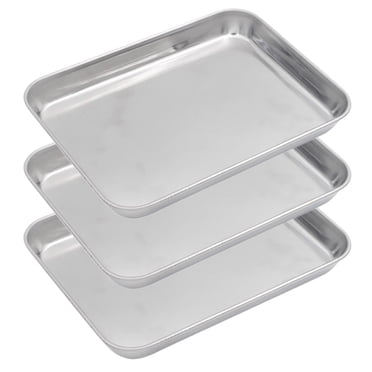 Aspire Baking Sheet Set, 304 Stainless Steel Cookie Sheet Set Toaster Oven Tray Pan Rectangle Size-XL 3 Pcs