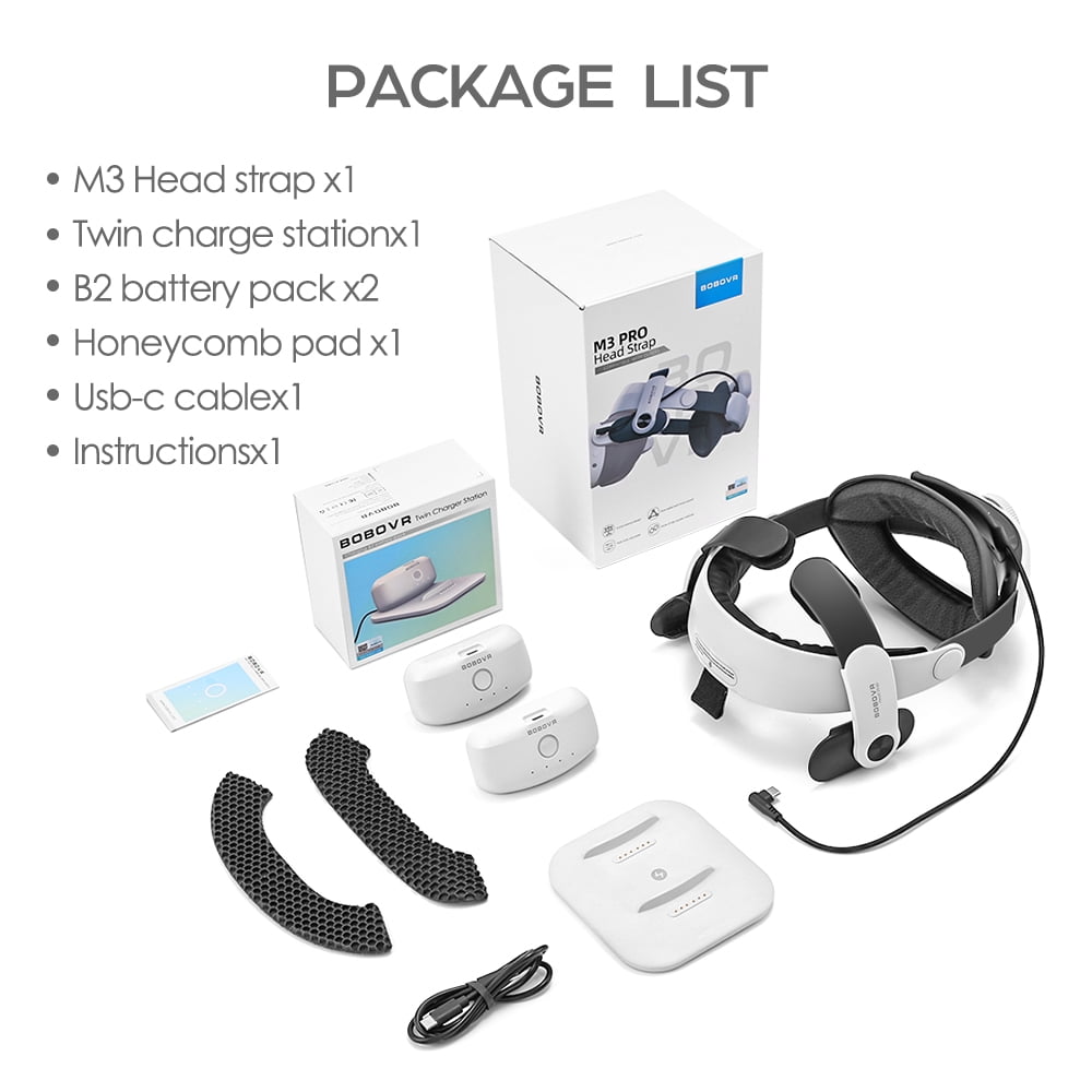 BOBOVR M3 Pro Head Strap with Dual Battery Pack & Magnetic