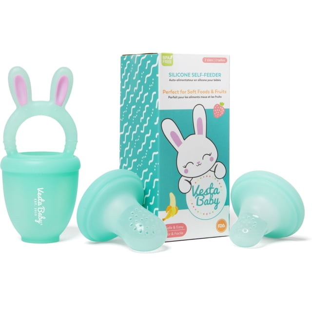 Vesta Baby Soft Silicone Fruit Food Feeder & Teether - 2 Sizes Set - Easter Bunny