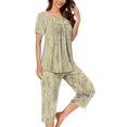 thumbnail image 2 of Rbaofujie Pyjama d'Été pour Femmes Femmes Décontracté Boutons Col Rond Manches Courtes Blouse Mode Poches Pantalon Ensemble de Pyjama Pyjama Mignon, 2 of 5