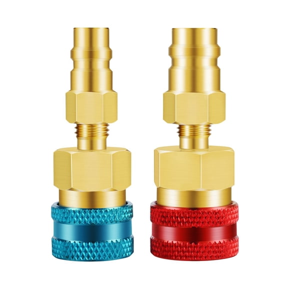 2-Pack R1234YF to R134A AC Refrigerant Quick Connector Adapter Kit, Low High Side Coupler Set for Automotive Air Conditioning Systems, Durable Brass