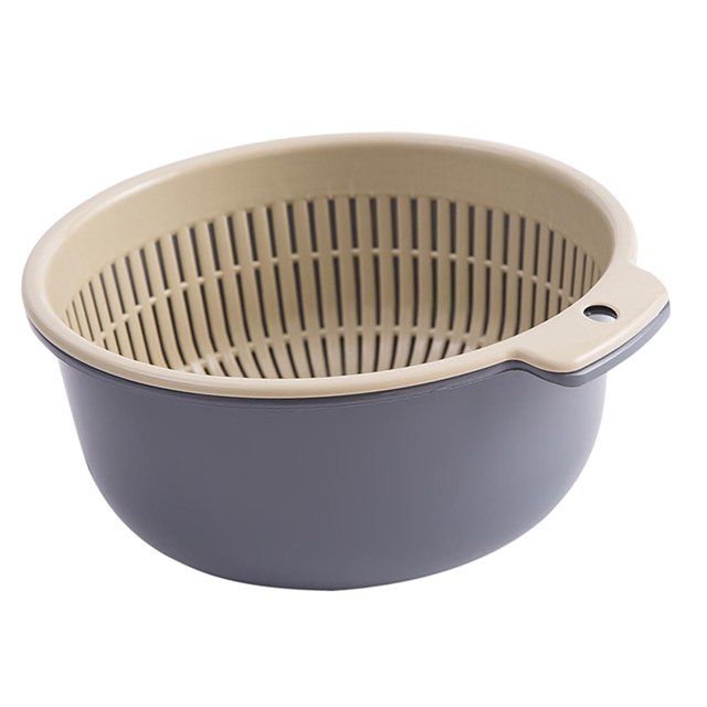 Double-layer washing basket, fruit cleaning basin, multi-functional space-saving Large Violet
