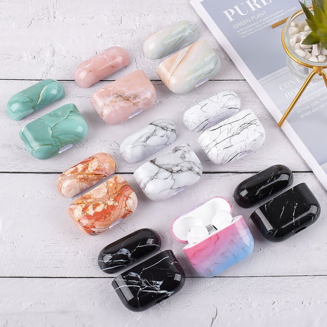 Étui de Protection Anti-Poussière Anti-Chute Ultra Mince Motif Marbre Compatible Bluetooth Étui de Protection pour Écouteurs pour AirPods 3