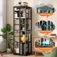 thumbnail image 3 of Garvee Revolving Bookshelf 15.7 x 15.7 x 54.1", 4 Tier 360°, Metal Frame with Safety Rails, Black, 3 of 8