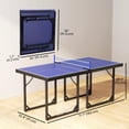 thumbnail image 3 of Soozier 6x3ft Compact Midsize Table Tennis Table Multi-Use Family Ping-pong Table Free Standing Folding Blue, 3 of 10